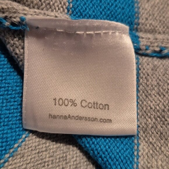 Hanna Andersson girls size 110 or 5 sweater dress gray & teal with designed top - Picture 4 of 5